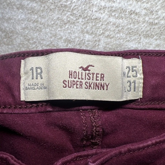 Hollister Y2K Low Rise burgundy Red Chino Skinny Jeans Sz 1 25 Waist cotton - Picture 4 of 6
